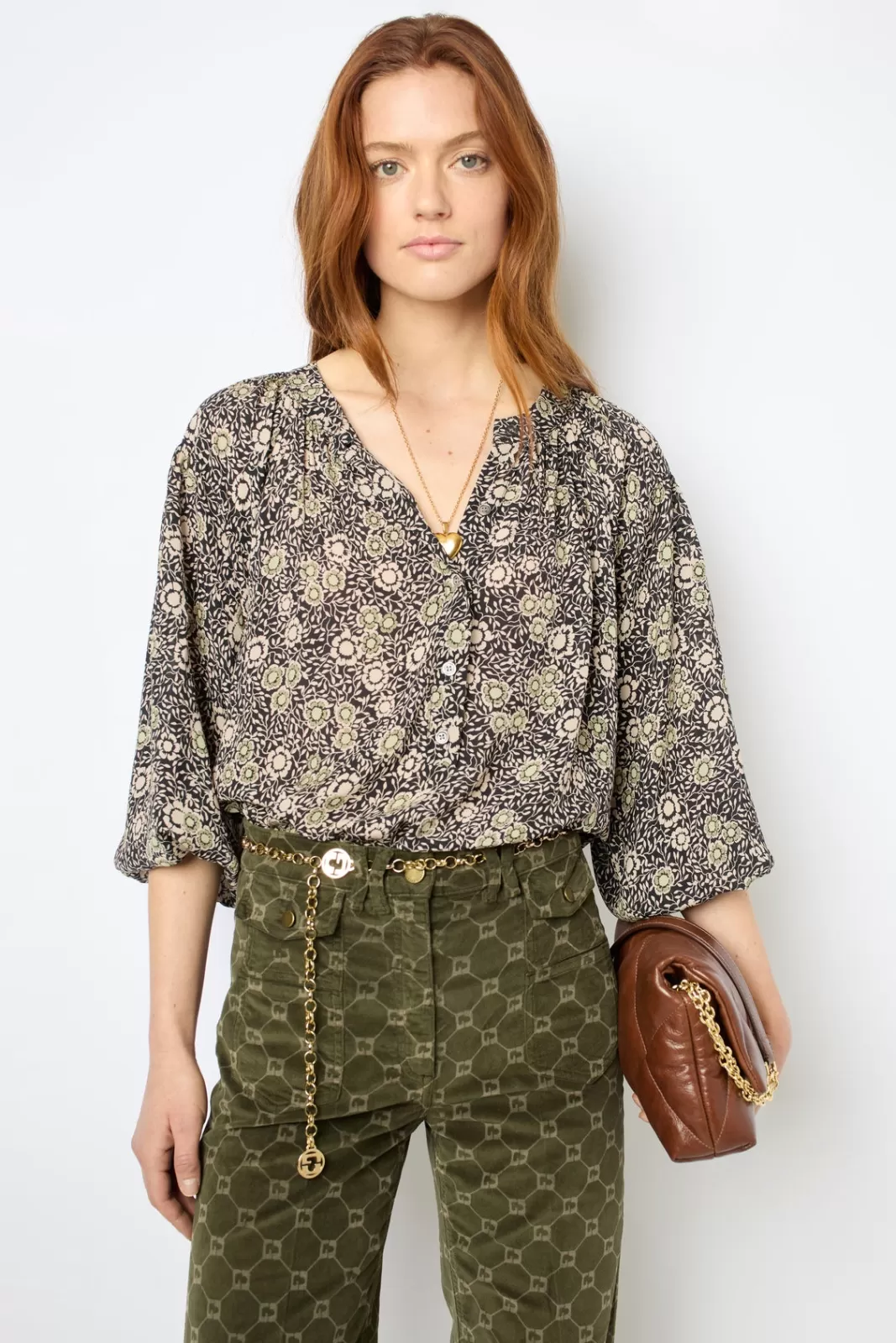 Gerard Darel Blouse à fleurs et col rond - ADENA