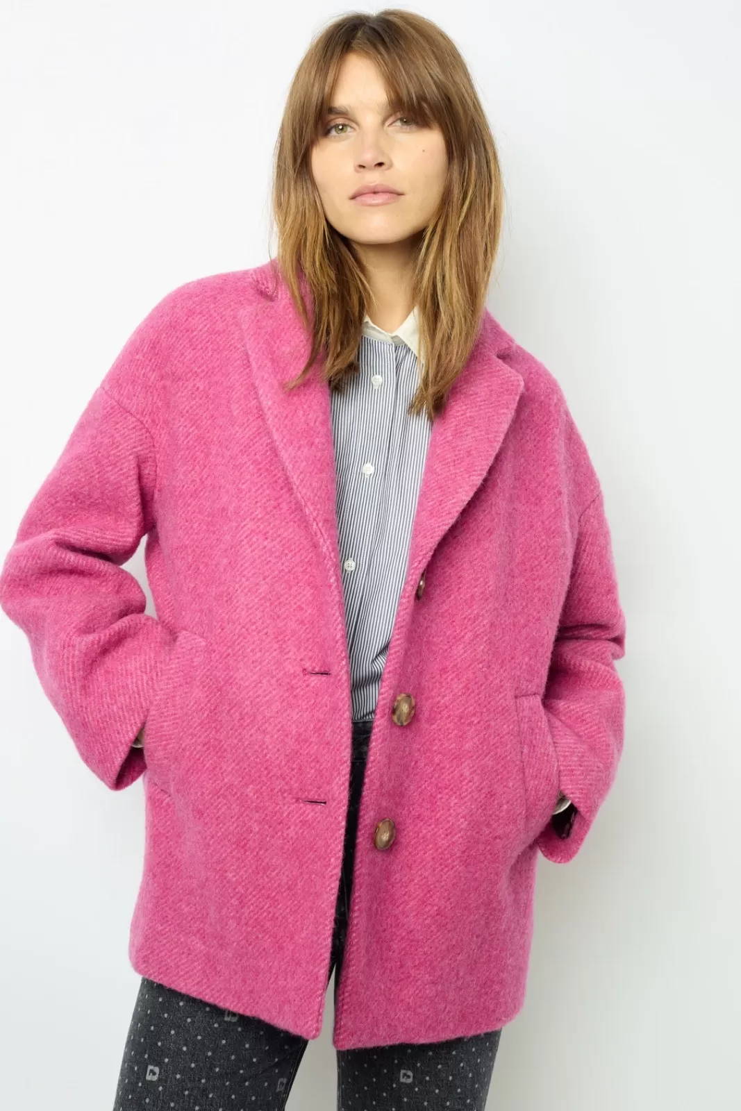 Gerard Darel Manteau court fuchsia - LINETTE