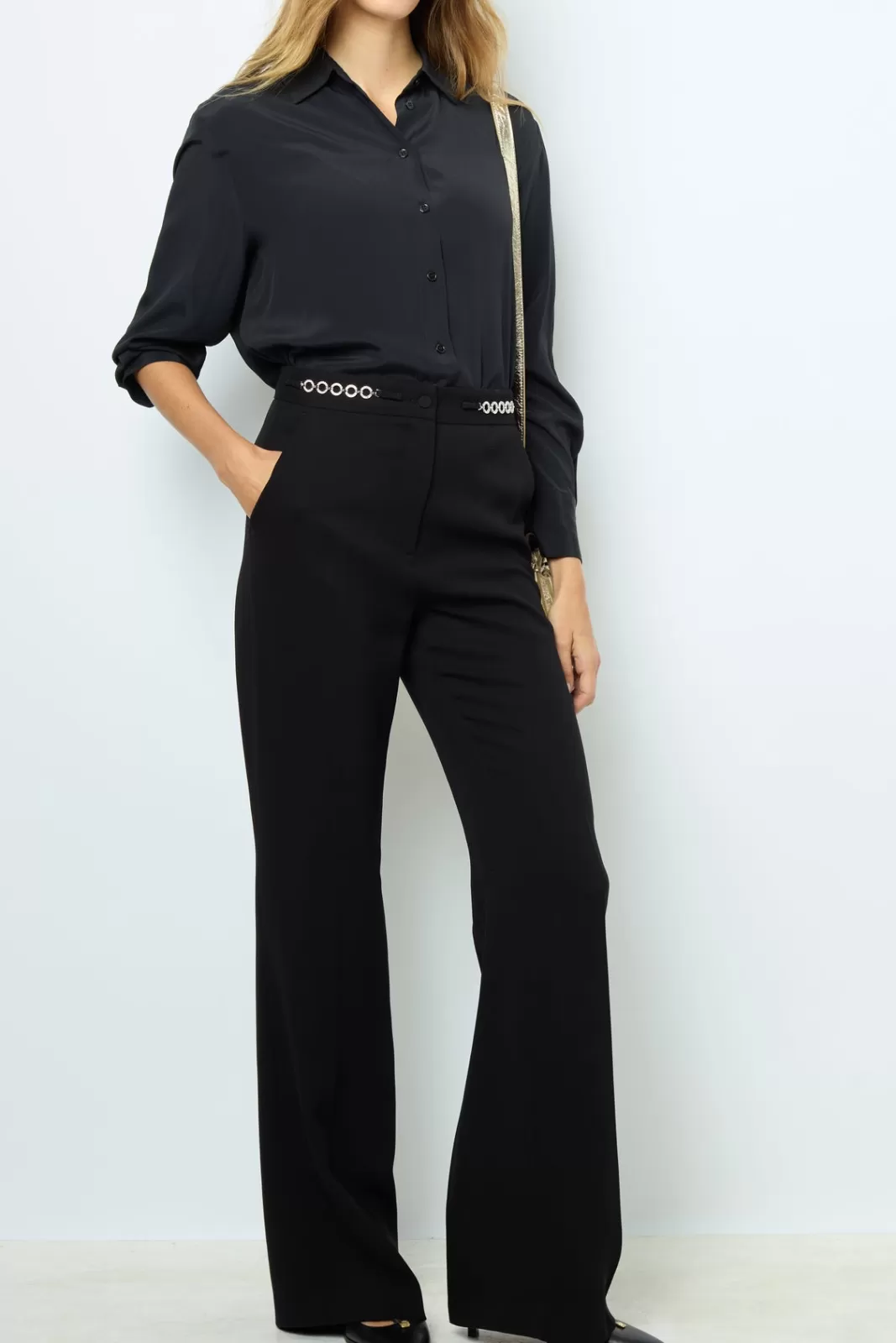 Gerard Darel Pantalon large et fluide à strass - NUALA