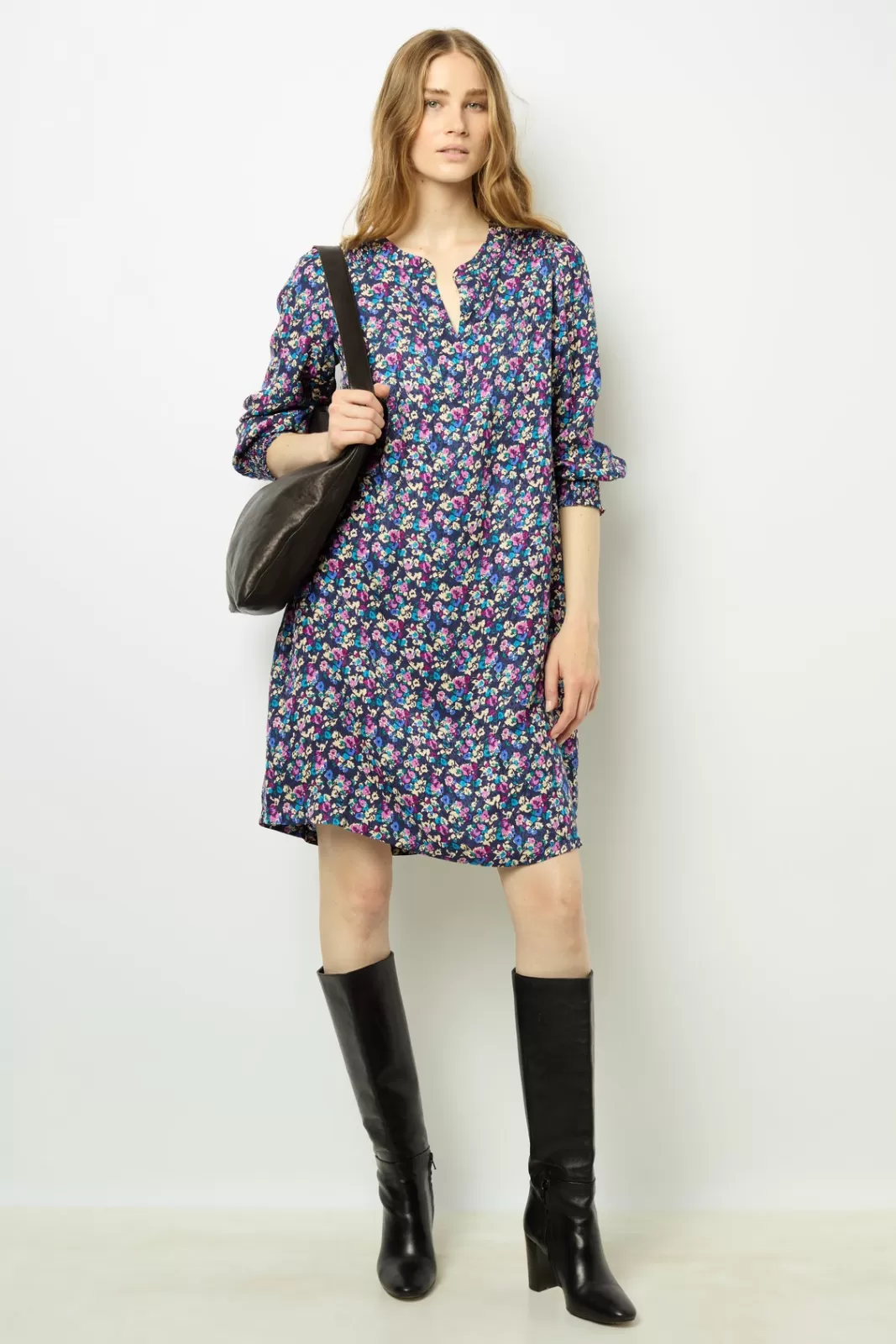 Gerard Darel Robe courte fleurs et jacquard – SALYA